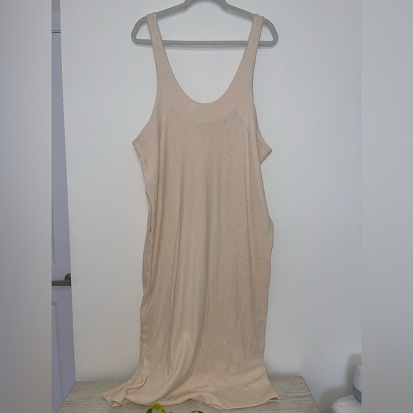 Free People Scoop Neck Ribbed Be Happy Pinafore Dress bohemian oversized small - Picture 6 of 8